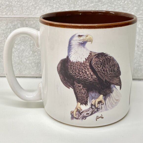 Vtg Al Agnew Bald Eagle Coffee Mug Cup Ceramic Signed 1997 Wildlife Collection - Picture 4 of 10